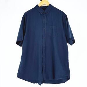 Onia Men 100% Linen Short Sleeve Button Up Shirt XL Preppy Resort Old Money Navy